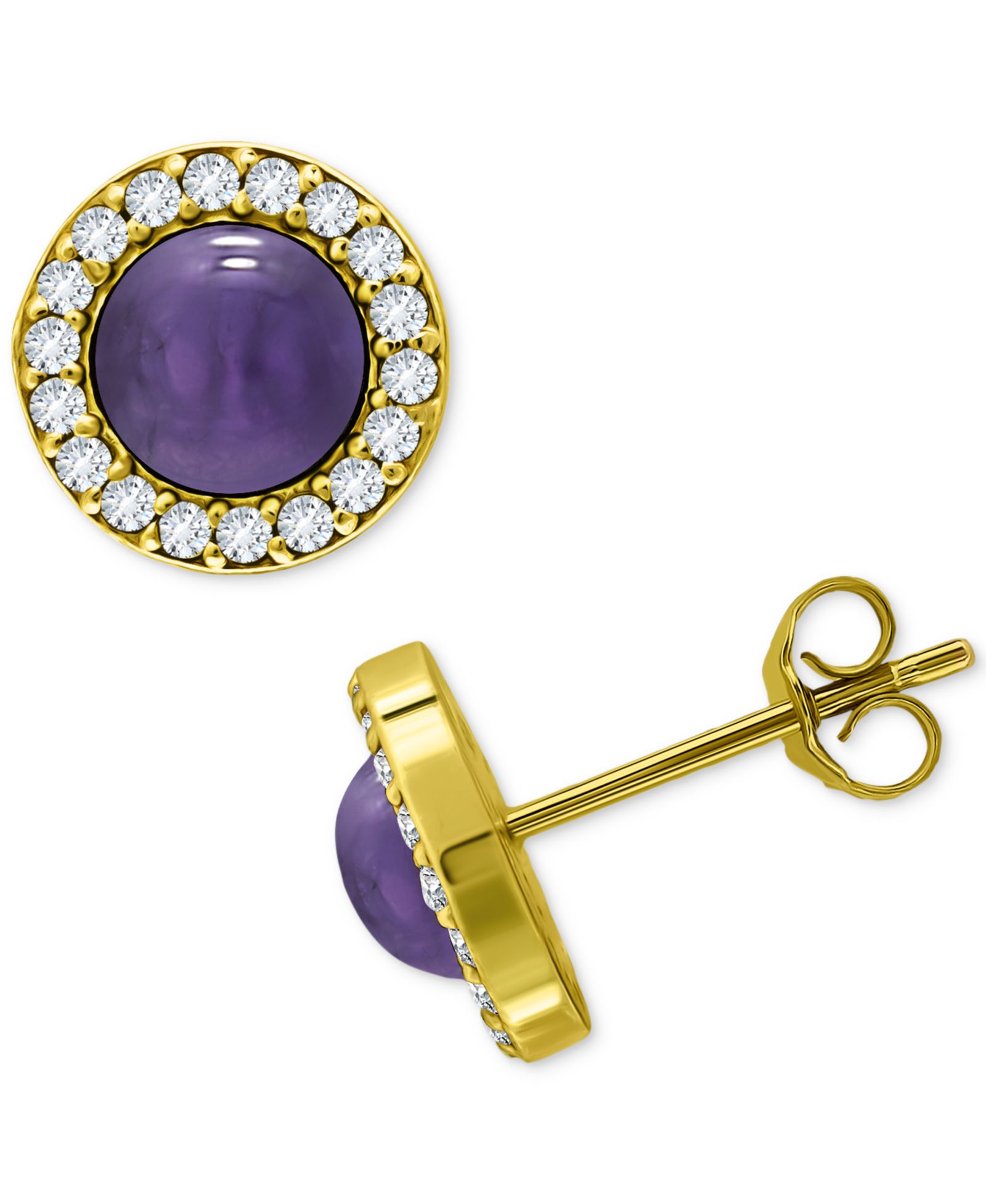 Giani Bernini Onyx & Cubic Zirconia Halo Stud Earrings in Sterling Silver, Created for Macy's