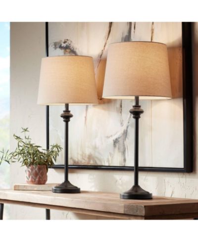 Набор из 2 настольных ламп 360 Lighting 26" High Dark Bronze Metal Lynn Modern Industrial с абажуром Oatmeal Drum