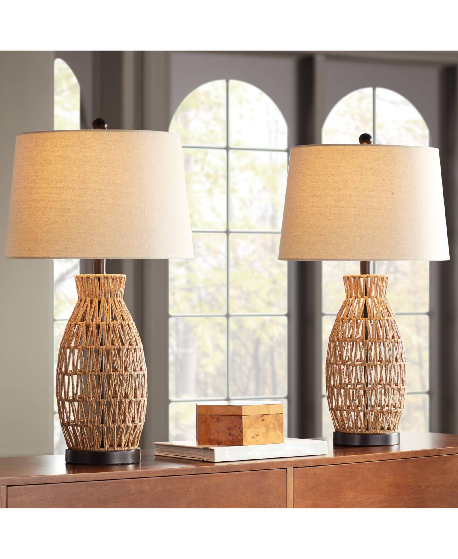 Набор из 2 настольных ламп 360 Lighting San Carlos Coastal Modern с тканевым абажуром, 29"