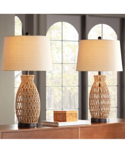 Набор из 2 настольных ламп 360 Lighting San Carlos Coastal Modern с тканевым абажуром, 29"