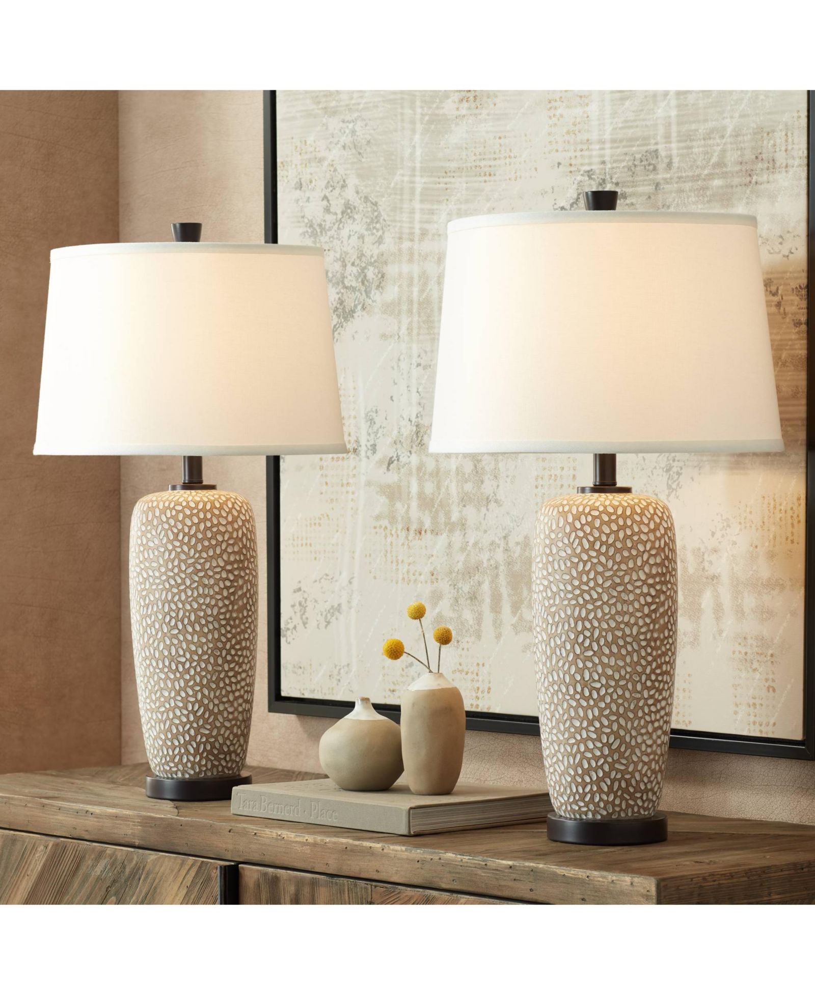 360 Lighting Set of 2 Pebbled Anna 27 1/4" Tall Modern Coastal Table Lamps