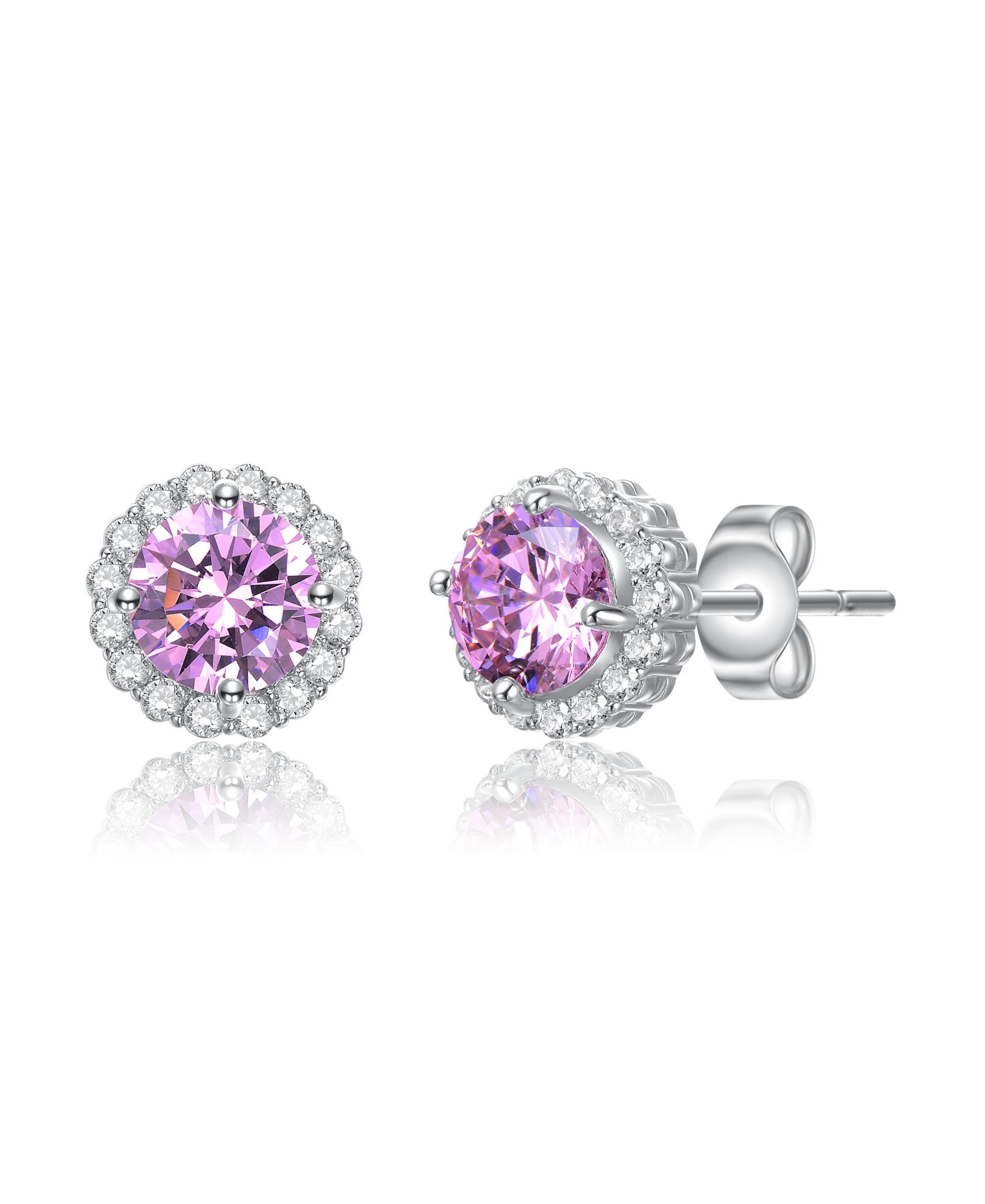 Серьги-гвоздики Rachel Glauber Elegant Dazzling Round Cubic Zirconia Halo