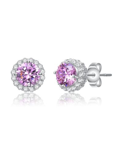 Серьги-гвоздики Rachel Glauber Elegant Dazzling Round Cubic Zirconia Halo