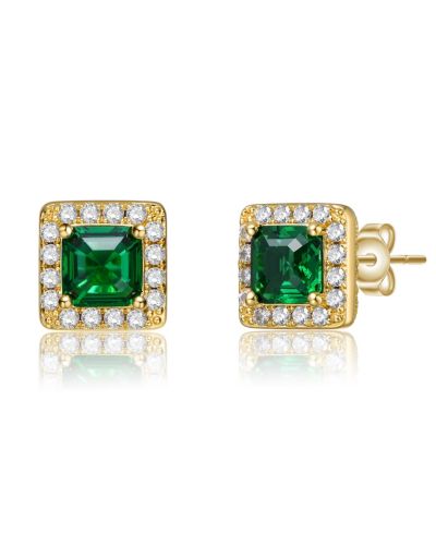 Серьги-гвоздики Rachel Glauber Dainty Everyday Wear Halo CZ Square Mini Stud</div>{