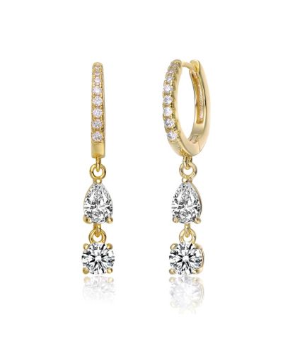 Elegant Two-Stone Dangle Huggie Earrings