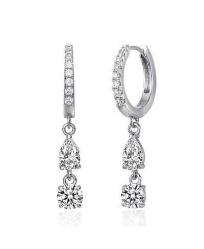 Elegant Two-Stone Dangle Huggie Earrings