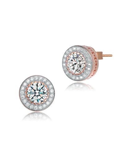 Серьги-гвоздики Classy Cubic Zirconia Round Halo