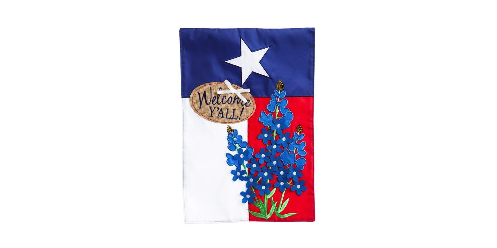 Evergreen Flag Texas Blue Bonnets Garden Applique Flag