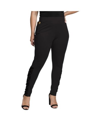 Женские леггинсы Plus Size с сеткой и боковыми карманами