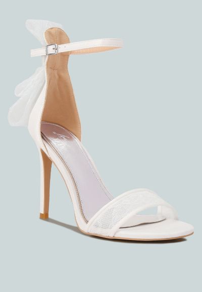London Rag Women's Delancy Bow Detail Lace Stiletto Sandals