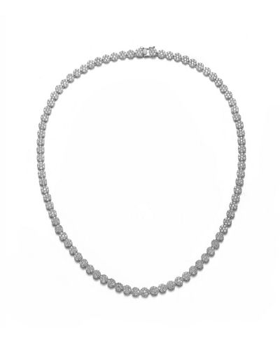 Sterling Silver с позолотой White Gold прозрачное круглое ожерелье Tennis с дизайном Flower из кубического циркония