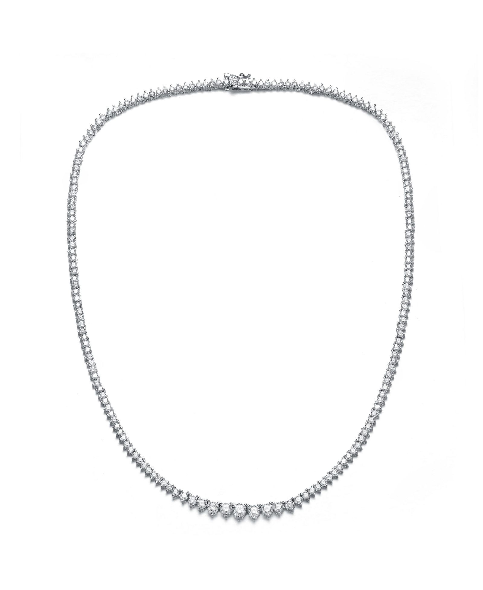 Genevive Elegant White Gold Plated 3MM Cubic Zirconia Tennis Necklace
