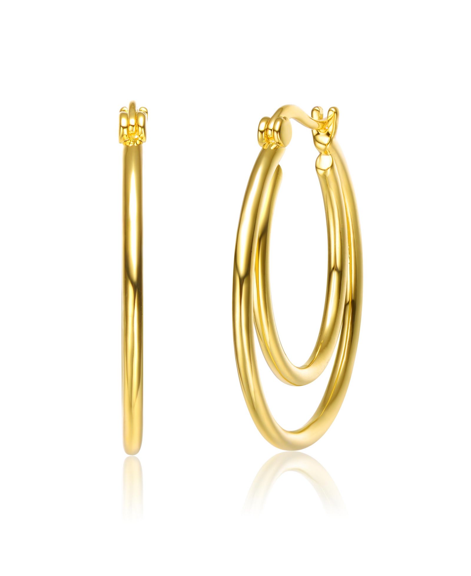 Rachel Glauber Radiant 14K Gold Plated Double Stack Hoop Earrings