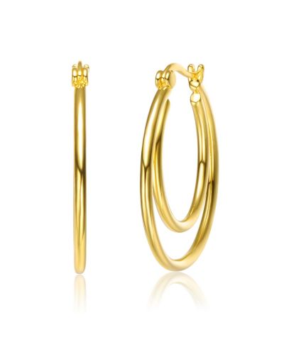 Rachel Glauber Серьги-кольца с двойным наслоением, позолота 14K Gold