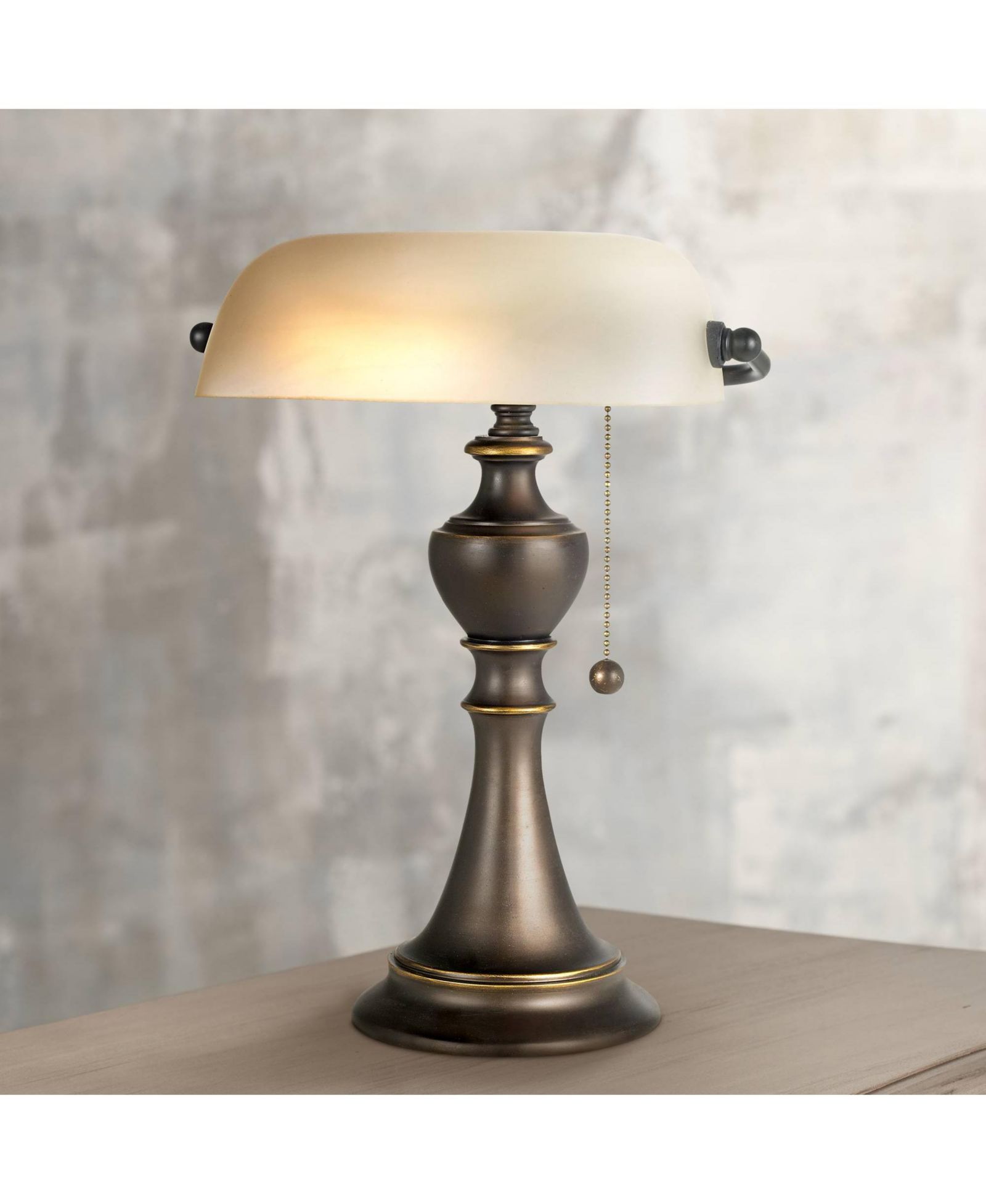 Настольная лампа Regency Hill Antique Bronze Metal Alabaster Glass Shade Haddington Traditional Piano Banker