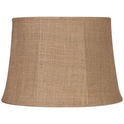 Springcrest Natural Burlap Medium Drum Lamp Shade 13" Top x 16" Bottom x 11" Slant x 10.75" High (Spider) Replacement with Harp and Finial