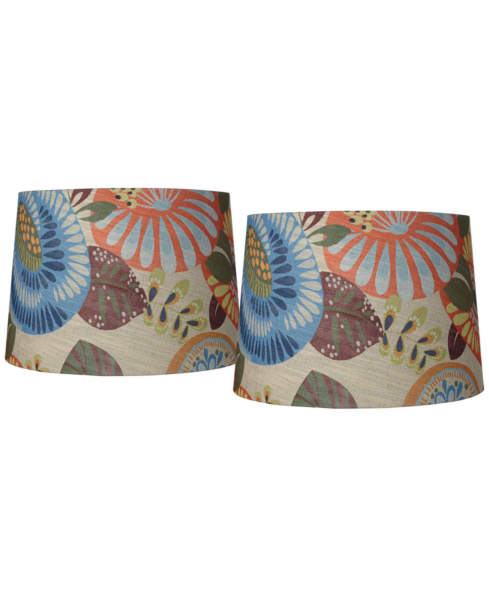 Набор из 2 абажуров для ламп Springcrest Collection, тропический цветочный принт, 14" x 16" x 11"