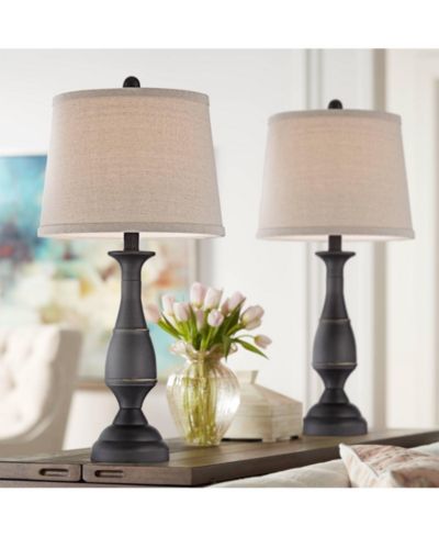 Настольные лампы Regency Hill Metal Linen Drum Shade, комплект из 2 шт., Rustic Farmhouse