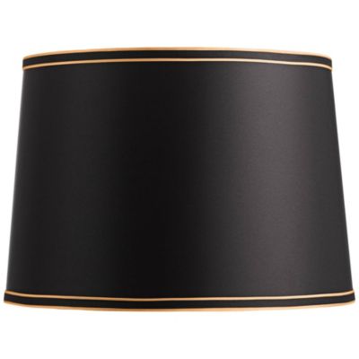 Springcrest Medium Drum Lamp Shade with Black and Gold Trim 14" Top x 16" Bottom x 11" High (Spider) Replacement with Harp and Finial