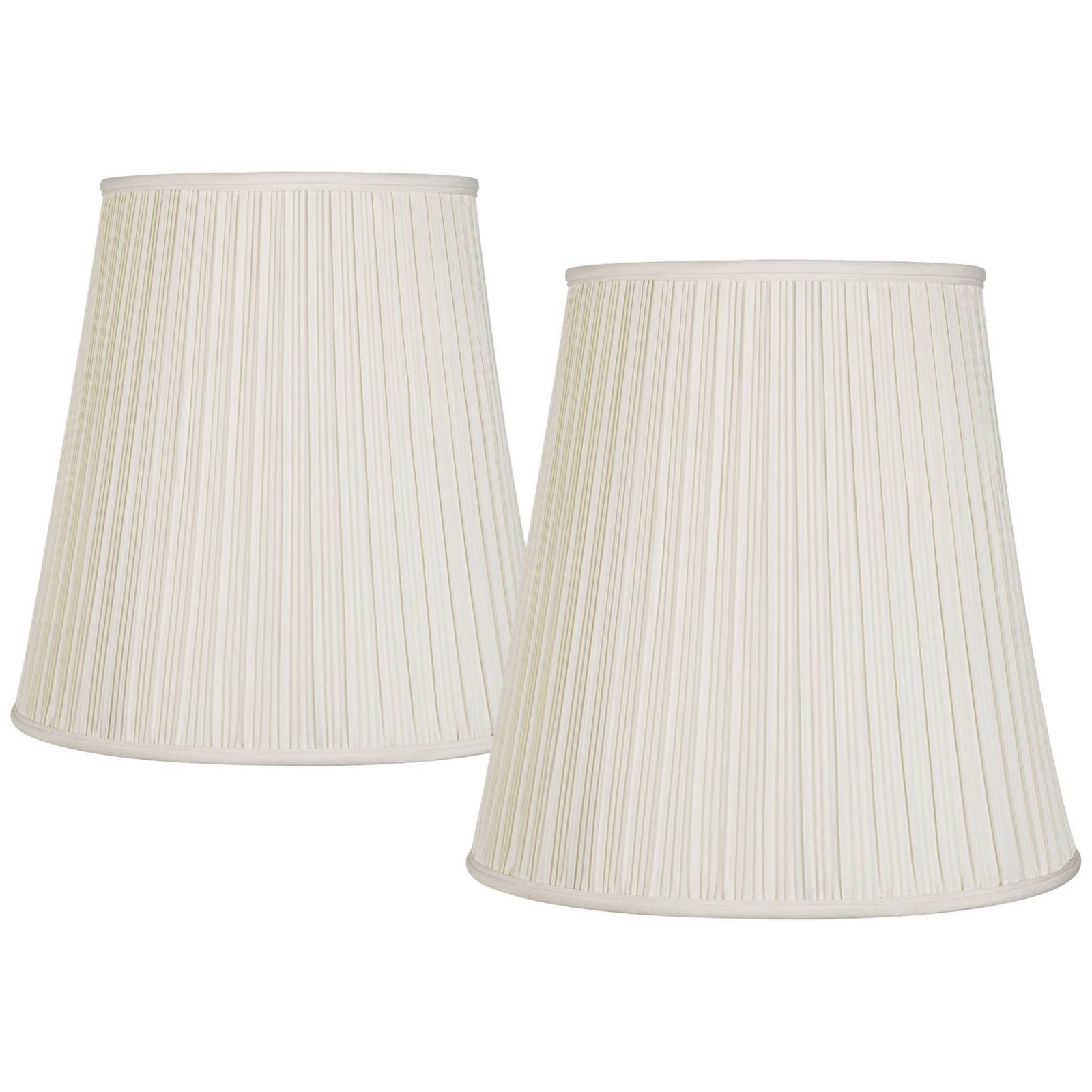 Springcrest Set of 2 Pleated Drum Lamp Shades Cream Large 12" Top x 18" Bottom x 18" High Spider with Replacement Harp and Finial