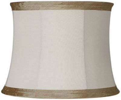 Springcrest Ivory Linen with Taupe Trim Medium Lamp Shade 14" Top x 16" Bottom x 12" High (Spider) Replacement with Harp and Finial