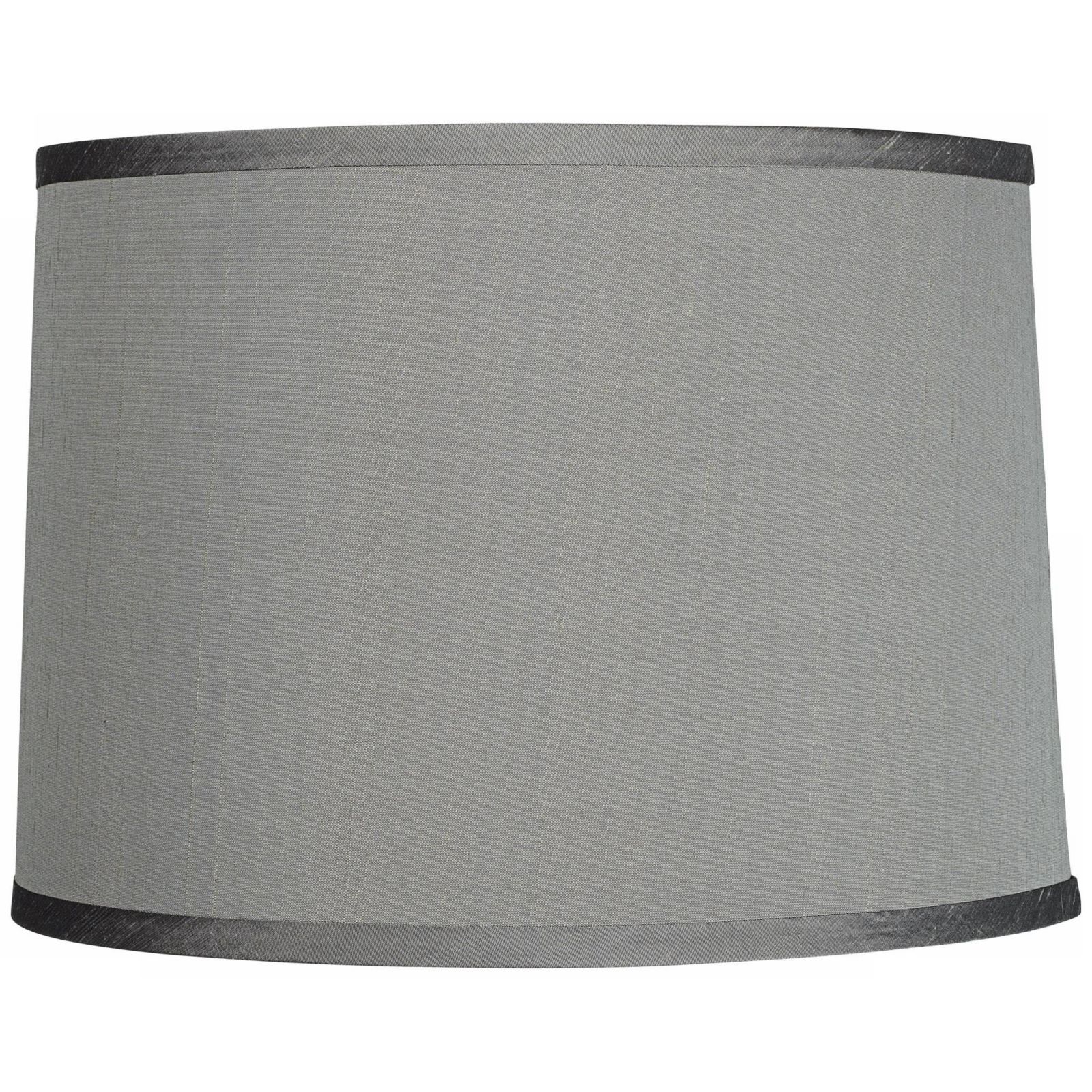 Springcrest Platinum Gray Medium Dupioni Silk Lamp Shade 13" Top x 14" Bottom x 10" Slant x 10" High (Spider) Replacement with Harp and Finial