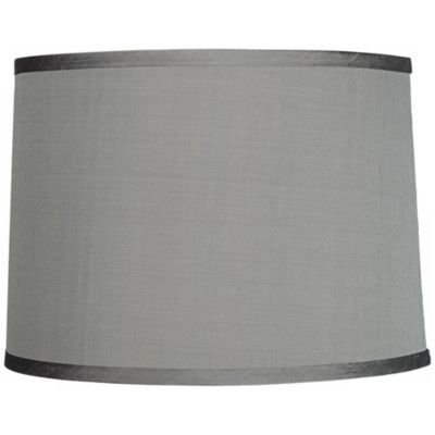 Springcrest Platinum Gray Medium Dupioni Silk Lamp Shade 13" Top x 14" Bottom x 10" Slant x 10" High (Spider) Replacement with Harp and Finial