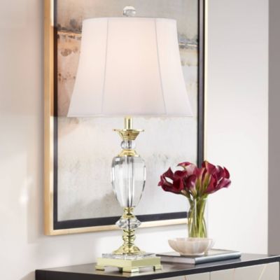 Настольная лампа Vienna Full Spectrum Traditional Table Lamp 31" Tall Faceted Crystal and Brass Bell Fabric Shade