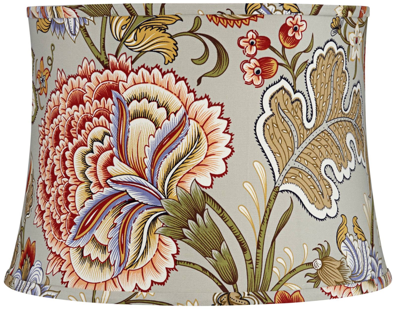 Абажур для лампы Springcrest с цветочным принтом, средний барабан, 14" Top x 16" Bottom x 11.5" High, со спицей и наконечником