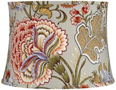 Абажур для лампы Springcrest с цветочным принтом, средний барабан, 14" Top x 16" Bottom x 11.5" High, со спицей и наконечником
