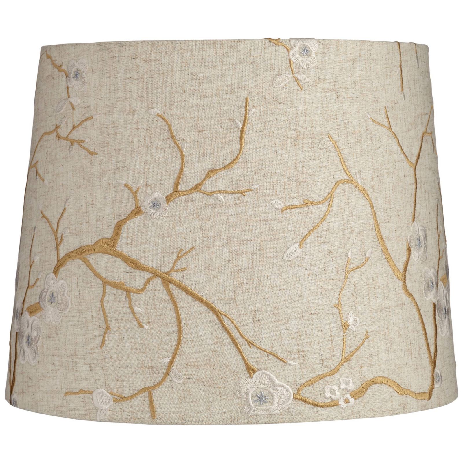 Абажур Springcrest Plum Flower Embroidery Medium Drum Lamp Shade 12" Top x 14" Bottom x 11" Slant