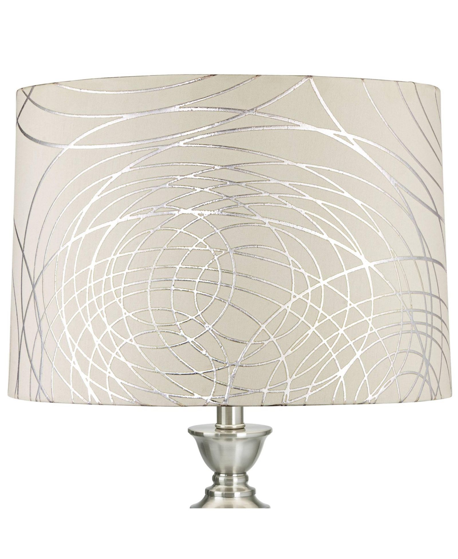 Springcrest Cream with Silver Circles Medium Drum Lamp Shade with Spider Fitter, 15" x 16" x 11"