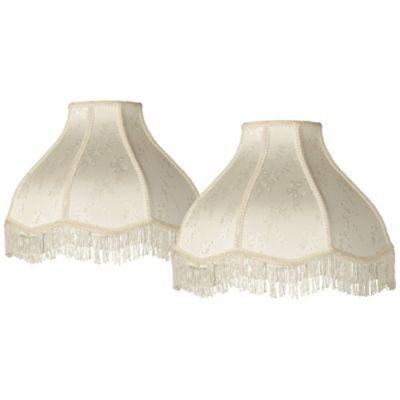 Springcrest Set of 2 Scallop Dome Lamp Shades Cream Large 6" Top x 17" Bottom x 11" High Spider Replacement Harp and Finial Fitting