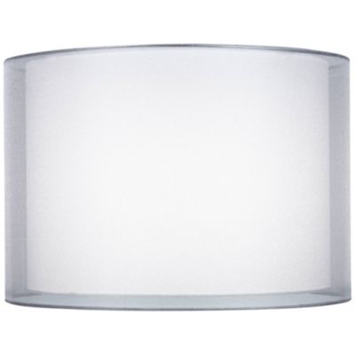Springcrest Silver and White Double Sheer Medium Drum Lamp Shade 16" Top x 16" Bottom x 11" High (Spider) Replacement with Harp and Finial