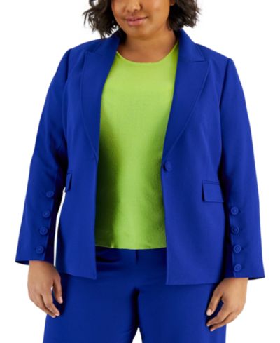 Блейзер Tahari ASL Plus Size Peak-Lapel Button-Sleeve