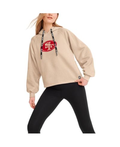 Women's DKNY Sport Cream San Francisco 49ers Debbie Dolman Raglan Pullover Hoodie