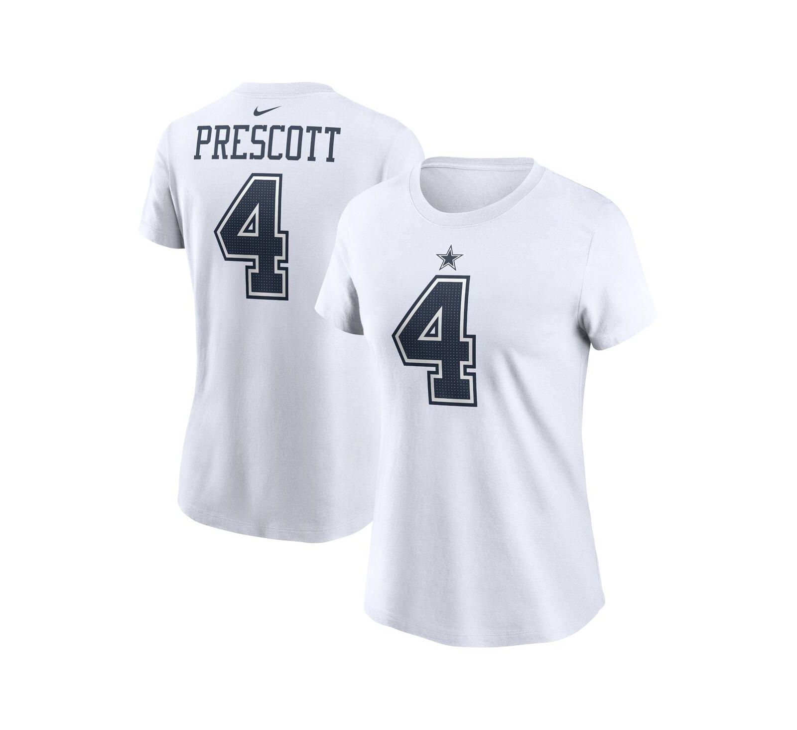 Women's Nike Dak Prescott White Dallas Cowboys Player Name and Number T-shirt