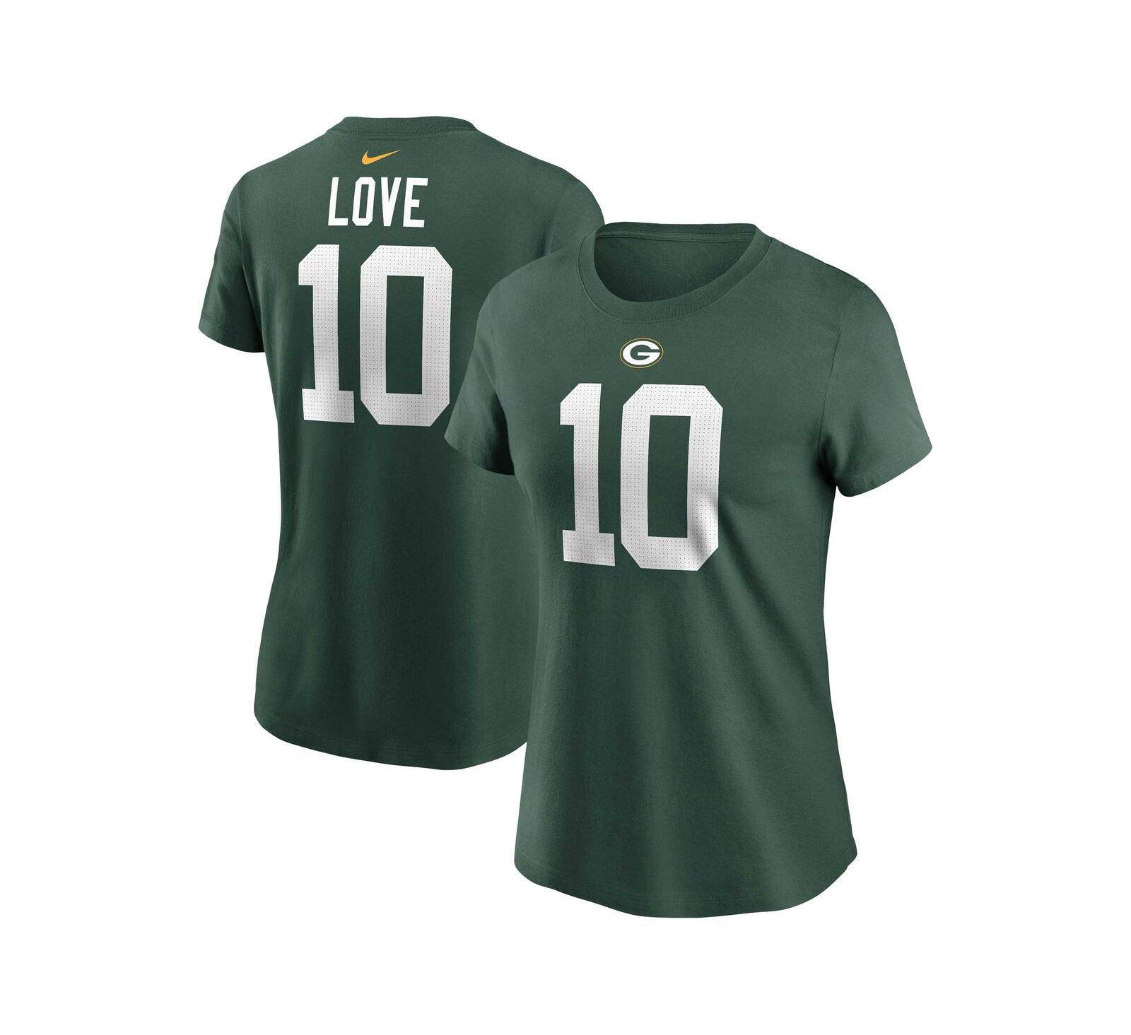 Women's Nike Jordan Love Green Green Bay Packers Player Name and Number T-shirt