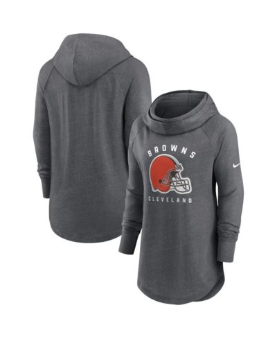 Женское худи Nike Heather Charcoal Cleveland Browns Raglan с воротником-стойкой
