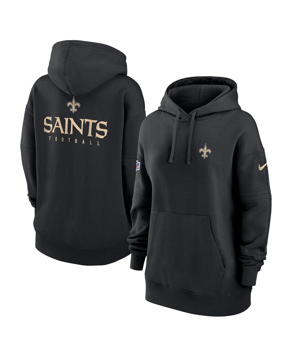 Женский флисовый пуловер Nike с капюшоном цвета Black с логотипом New Orleans Saints 2023 Sideline Club