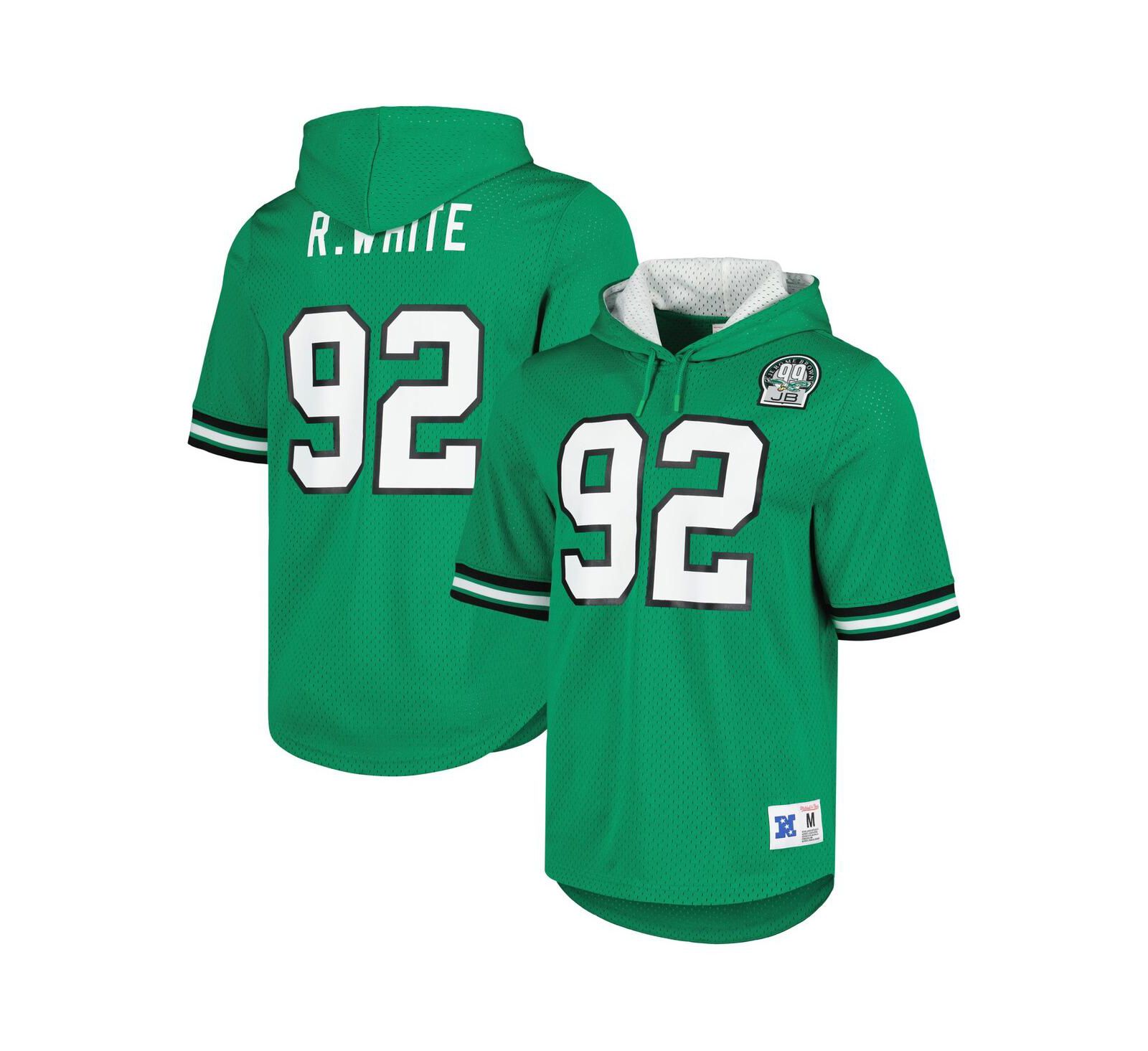 Men's Mitchell & Ness Reggie White Kelly Green Philadelphia Eagles Retired Player Name and Number Mesh Hoodie T-shirt