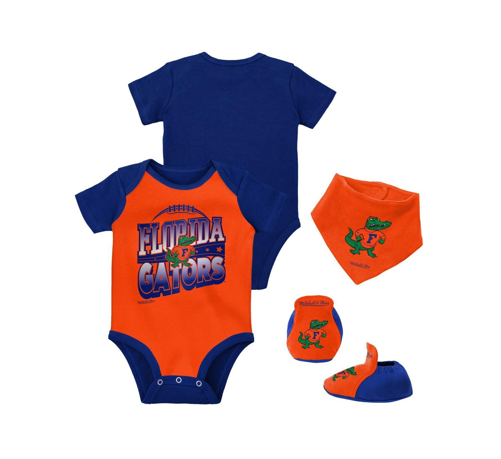 Mitchell & Ness Набор для малышей (мальчики и девочки): боди, нагрудник и пинетки, 3 предмета, Florida Gators
