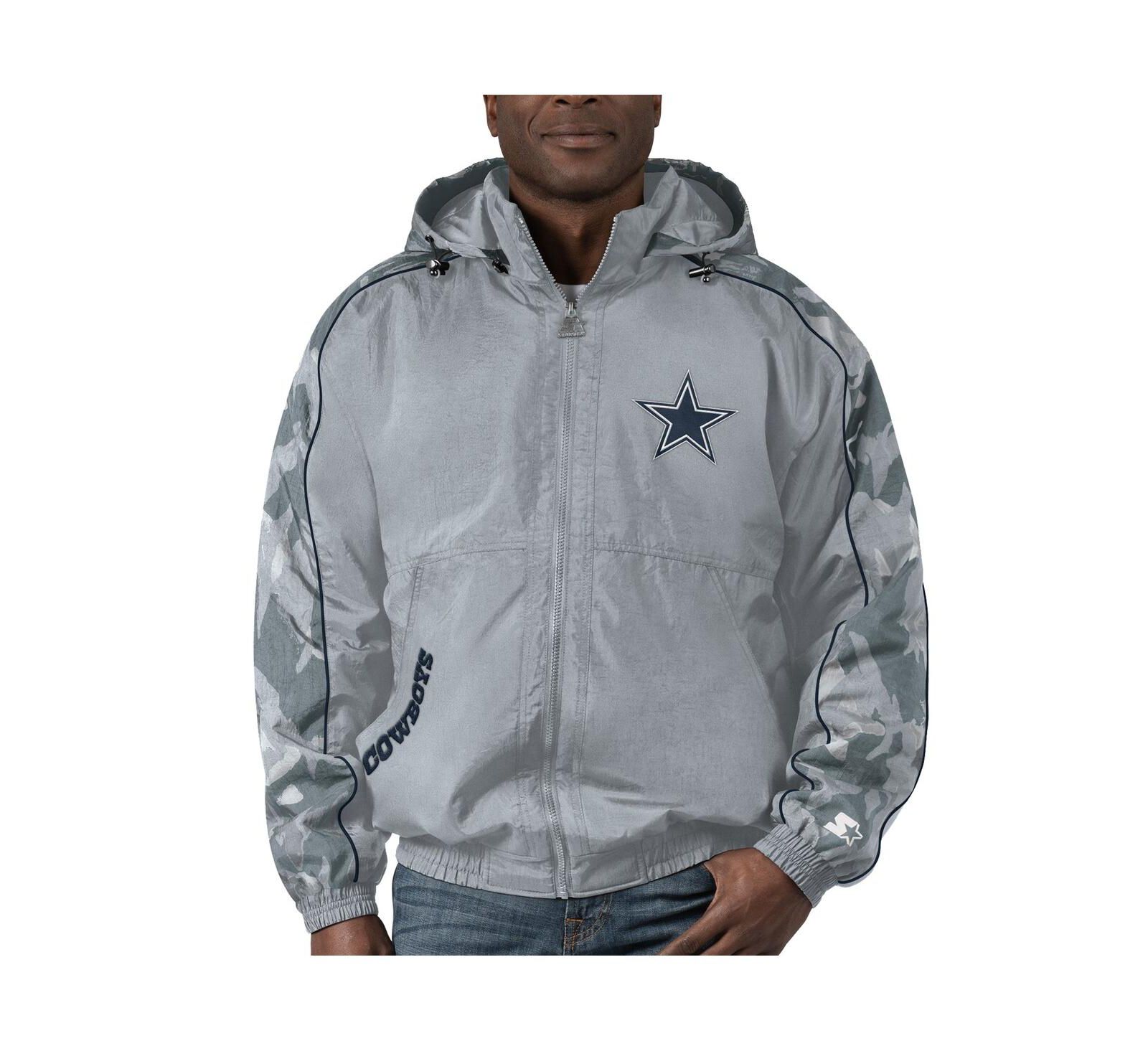 Men's Starter Silver Dallas Cowboys Throwback Thursday Night Lights Hoodie Full-Zip Jacket