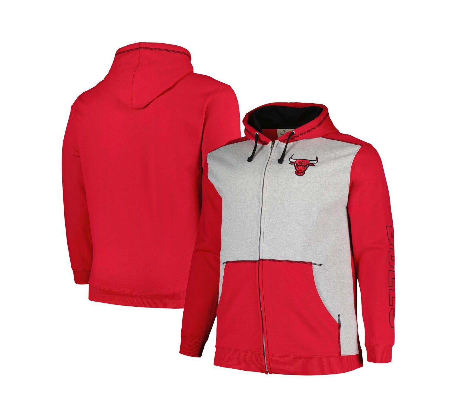 Мужское худи Fanatics Chicago Bulls, красное и серое, Big and Tall