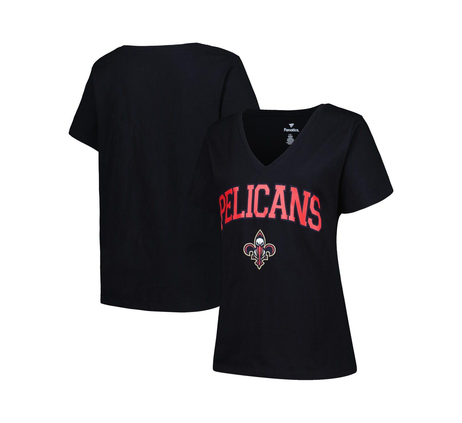 Женская футболка Profile Black New Orleans Pelicans Plus Size Arch Over Logo V-Neck