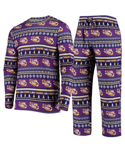 Men's Concepts Sport Purple LSU Tigers Ugly Sweater Knit Long Sleeve Top and Pant Set