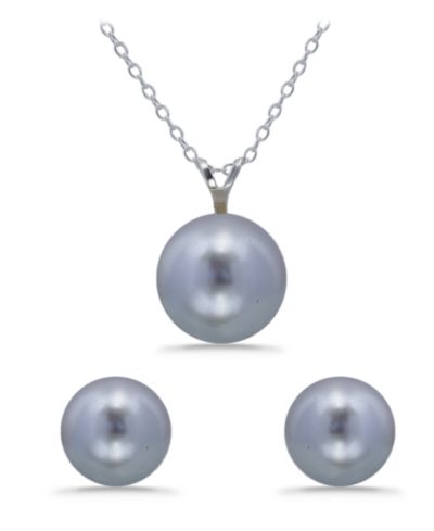 Набор колье и серег Macy's Shell Pearl Pendant и Freshwater Shell Pearl Stud