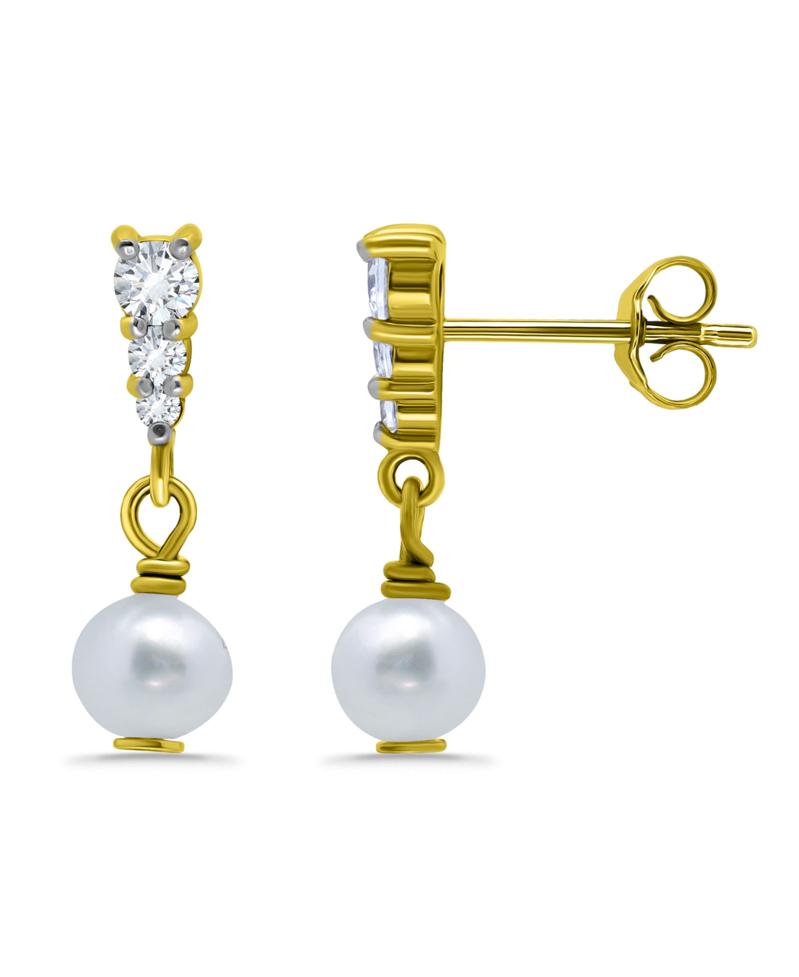 Серьги Macy's White Cultured Pearl and Cubic Zirconia