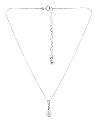 Macy's White Cultured Pearl and Cubic Zirconia Pendant Necklace