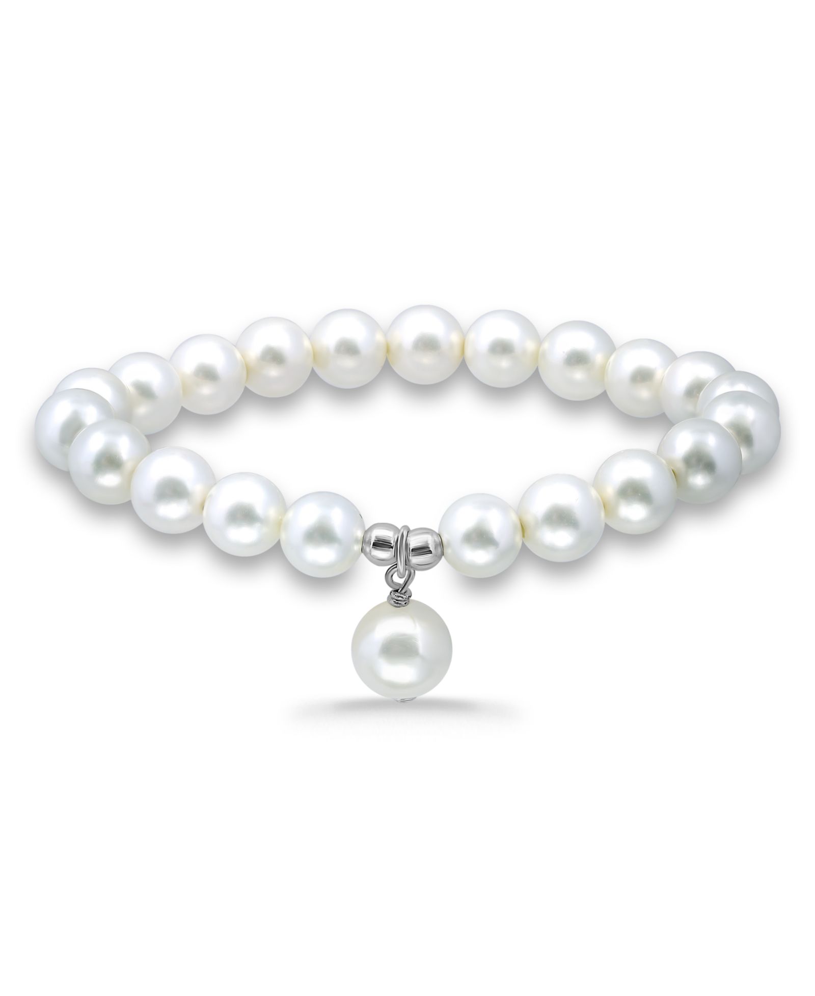Белый Shell Pearl Charm Drop с White Shell Pearl Stretch Bracelet